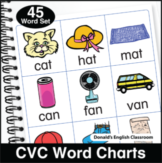 CVC Word Charts - 45 Word Set, Kinney Brothers Publishing